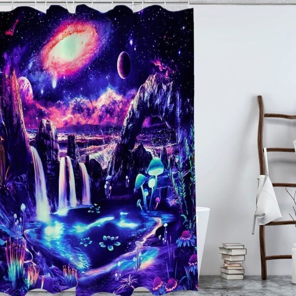 Other - Space Curtain,  Asteroid & Waterfall Curtain, Abstract Modern with hooks